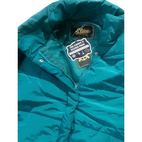 2Blue Denim Co. Weather-Proof Puffer Jacket – Teal Green – Insulated Winter Coat - Picture 8 of 8